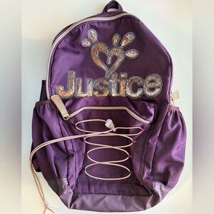 Justice™ Girls Nylon Multi Compartment 17” Backpack With Glitter Logo